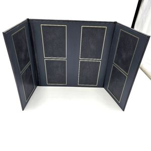 Black & Gold 8-View Leather Bound 2 Fold Photo Folio